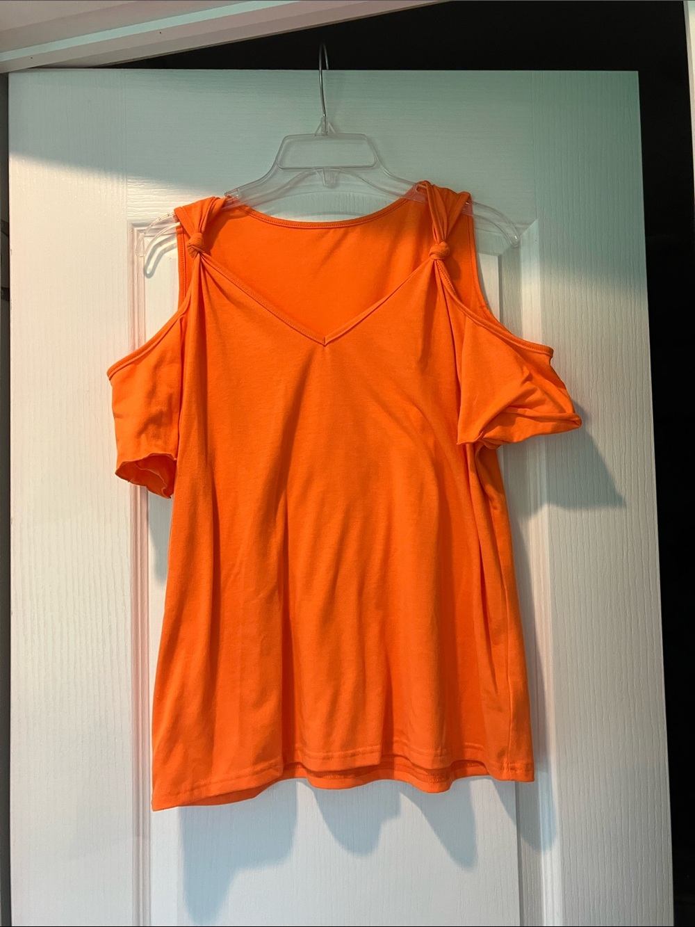 Cold-Shoulder Knot Sleeve Top - Orange
